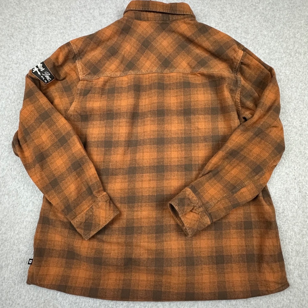 Howitzer Patriot Mfg Co Mens XL Orange Brown Plaid Flannel Button Up Shirt - Picture 9 of 9